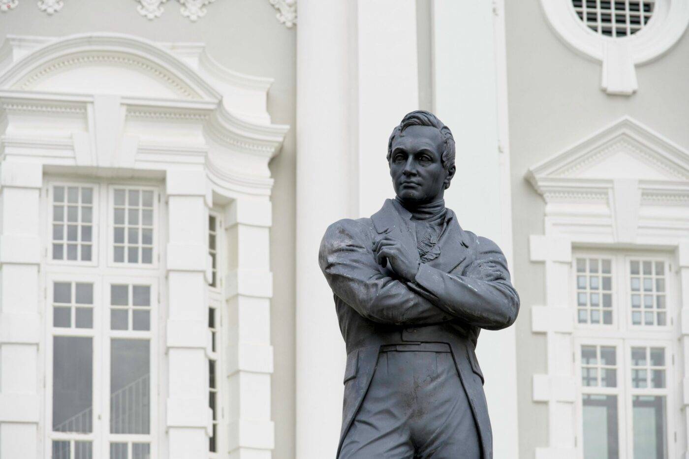 Statue Thomas Stamford Raffles Singapur Empress-Place Victoria-Theater Memorial-Hall
