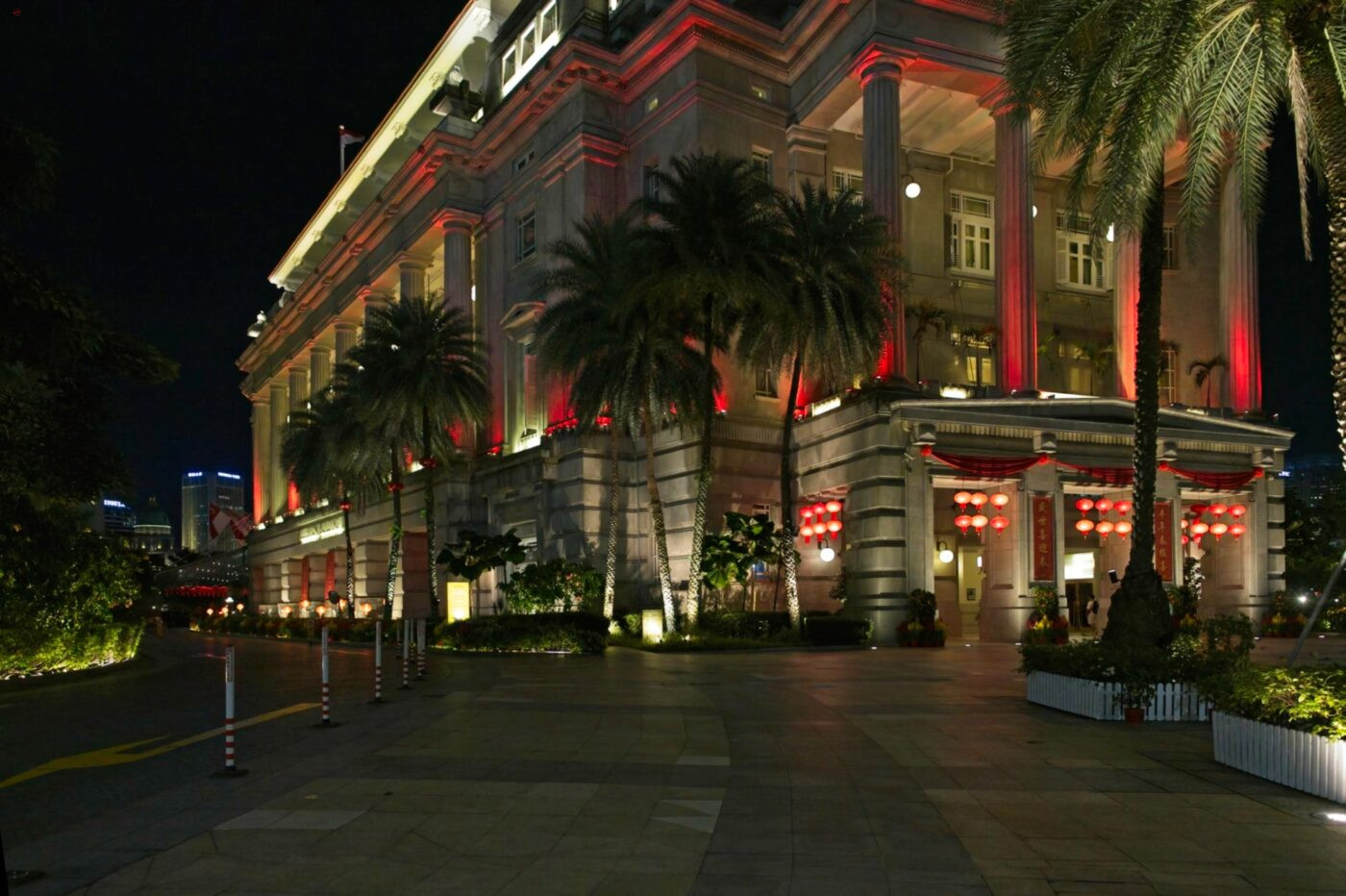 Singapur Hotel Fullerton Nacht