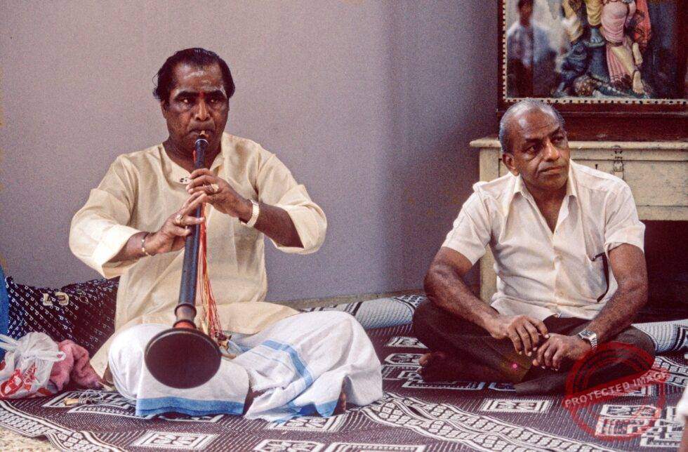 Singapur Little India Tempel Hindu Sri-Veeramakaliamman Hochzeit Musiker
