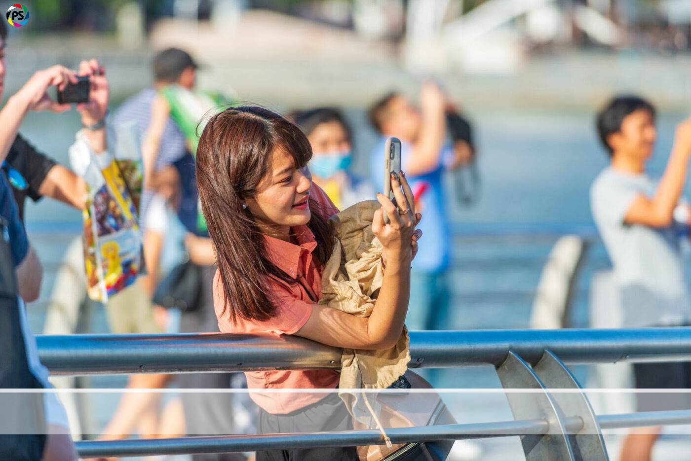 Singapur Merlion-Park Personen fotografieren