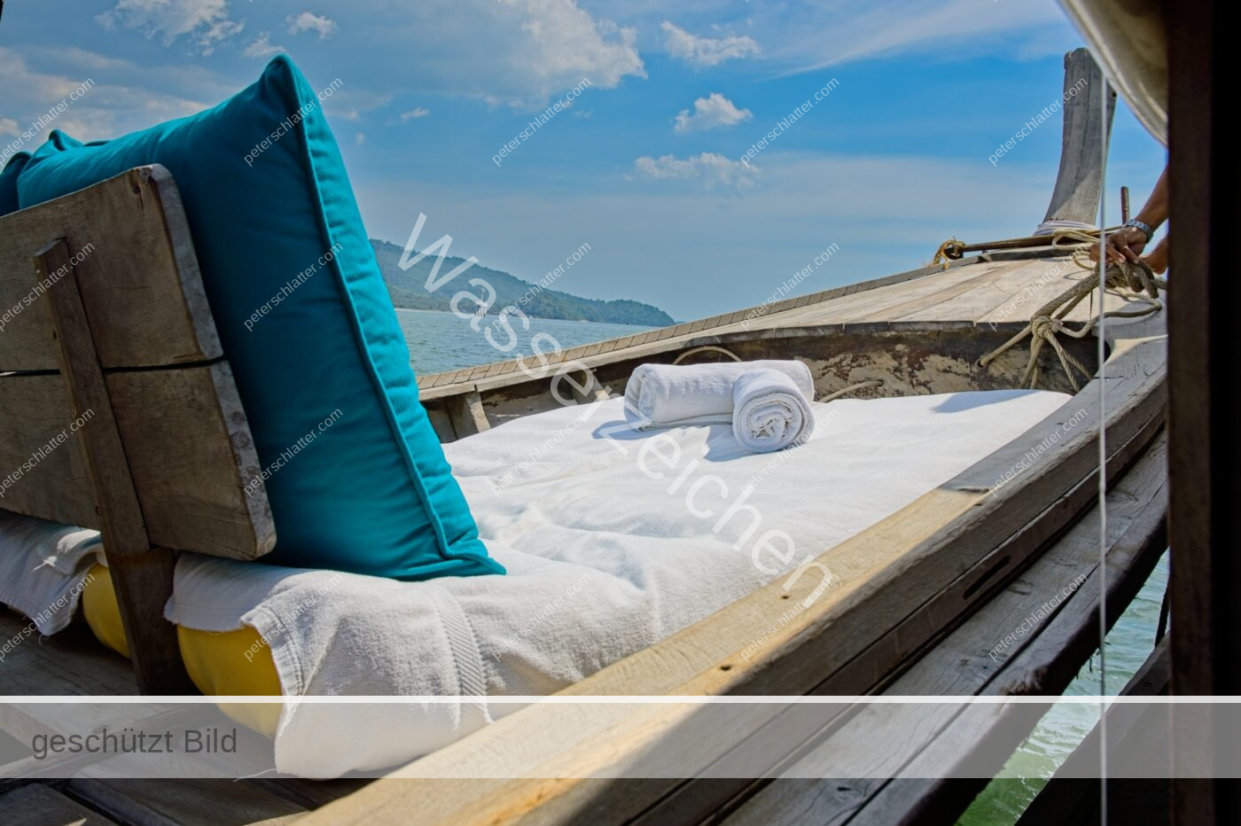 Thailand Phang Nga Bay Adamanisches Meer Langboot Sonnenbaden