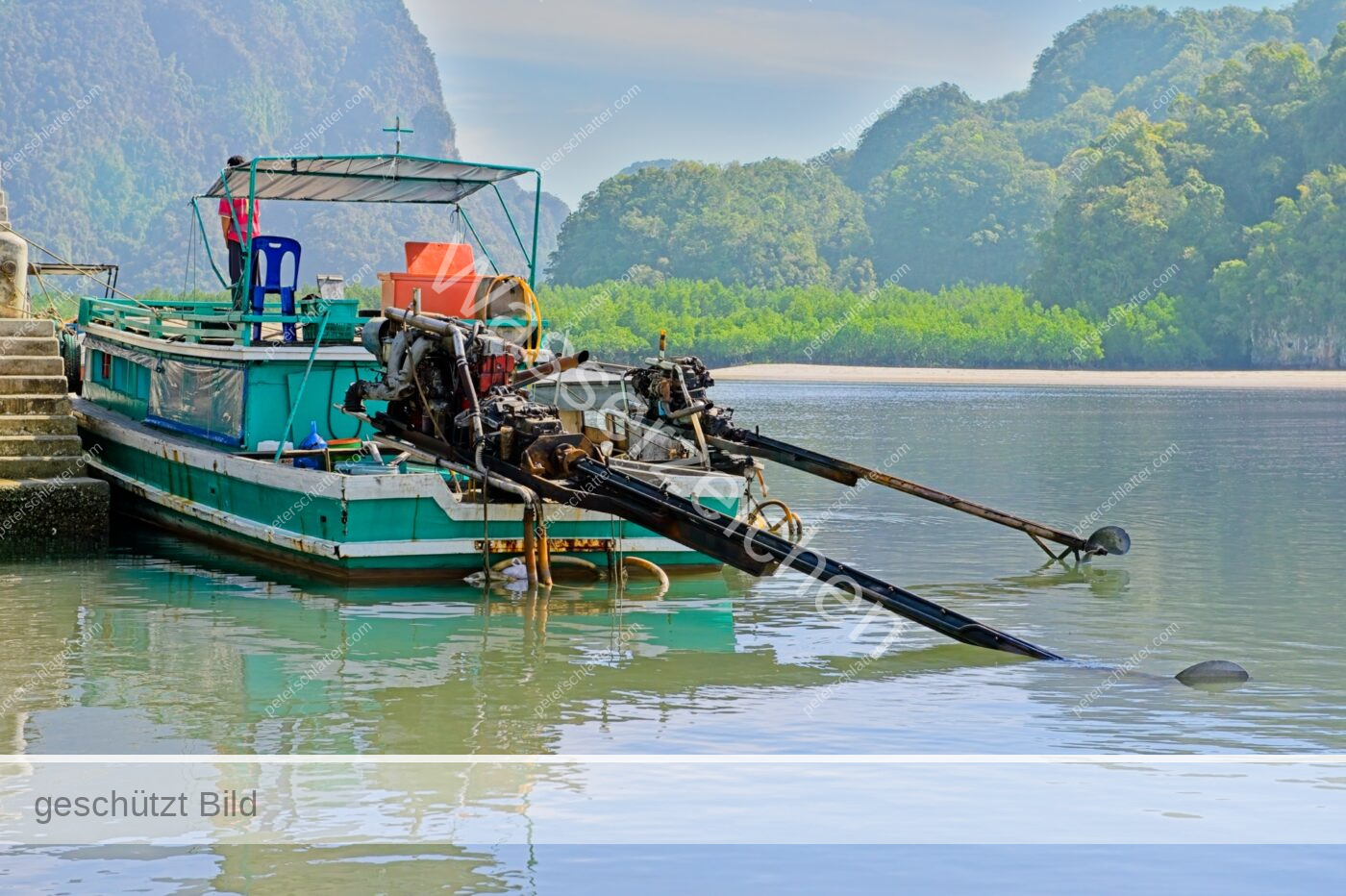 Thailand Phang Nga Bay Ao Thalen Pier Langboote Anlegestelle