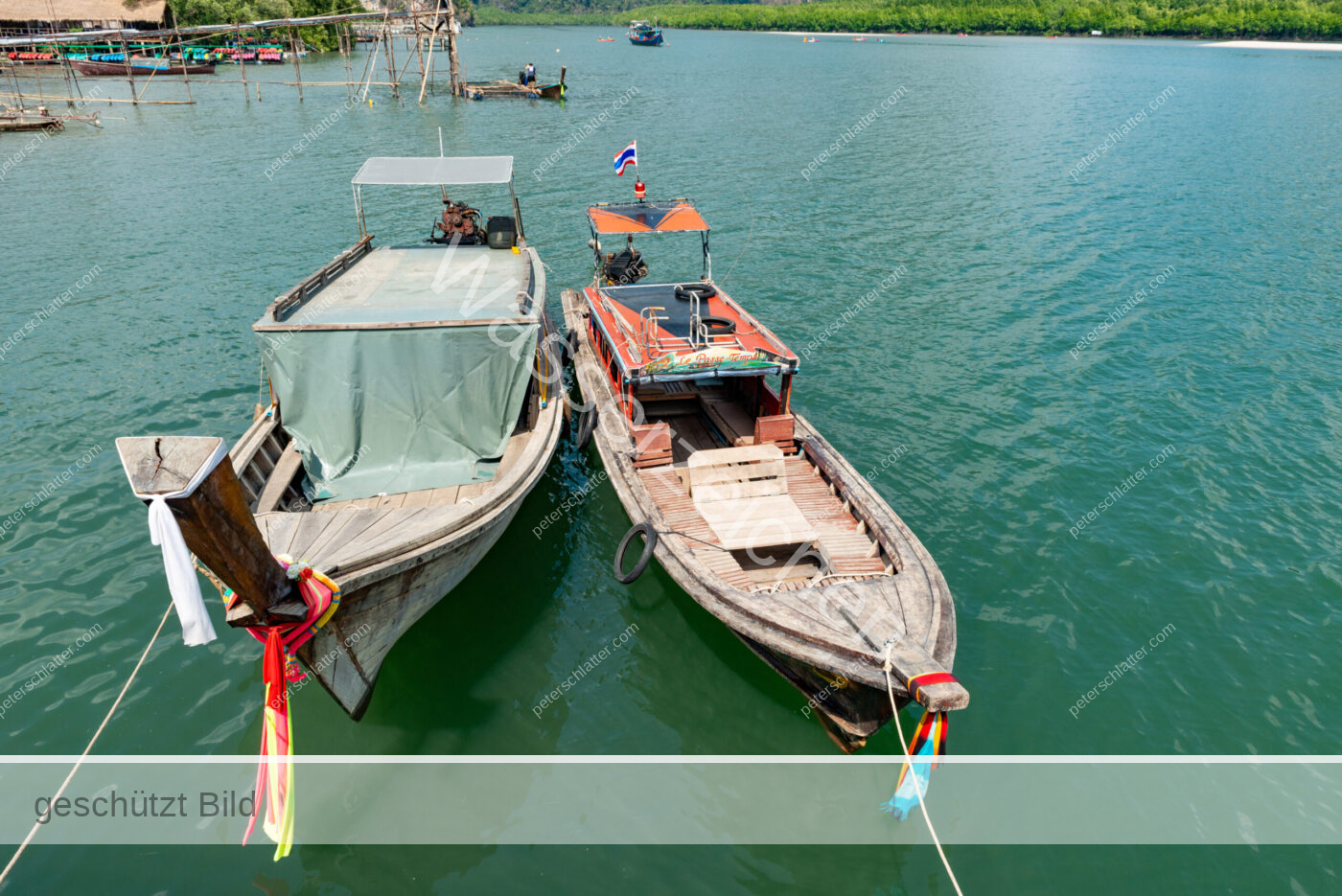 Thailand Phang Nga Bay Ao Thalen Pier Langboote Anlegestelle