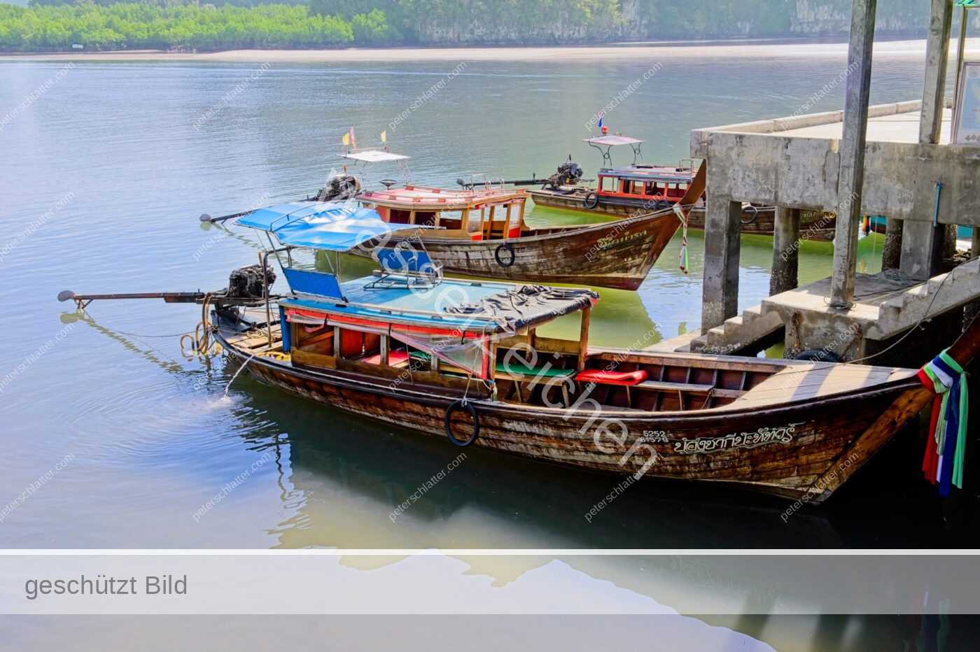 Thailand Phang Nga Bay Ao Thalen Pier Langboote Anlegestelle