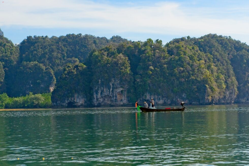 Thailand Adamanisches Meer Felsformation Fischer