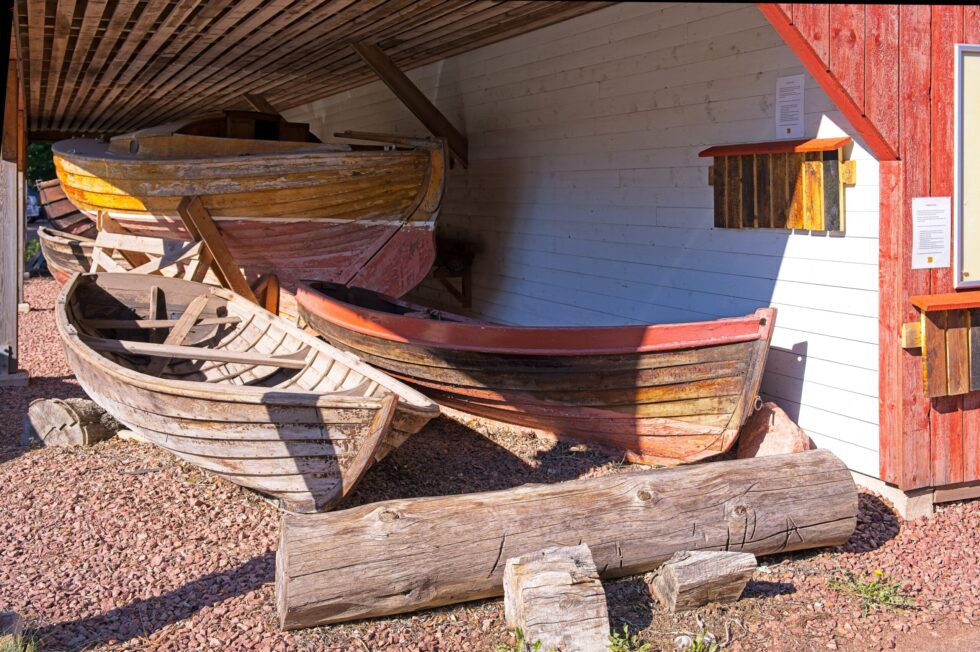 Finnland Aland Mariehamn Sjökvarteret Bootsschuppen