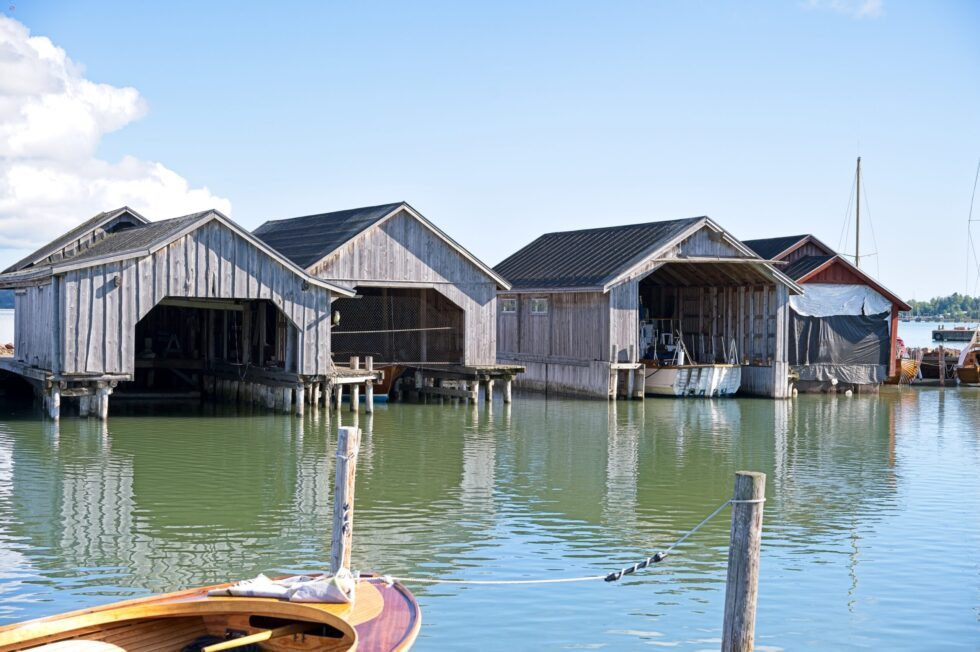 Finnland Aland Mariehamn Sjökvarteret Bootsschuppen