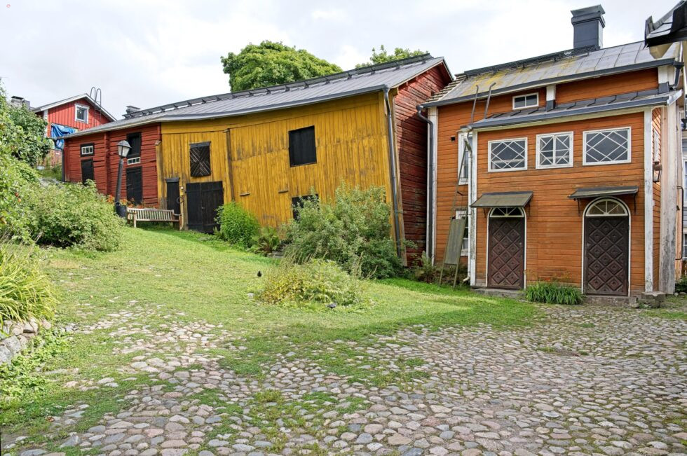 Finnland Porvoo Stadt Holzhäuser alte