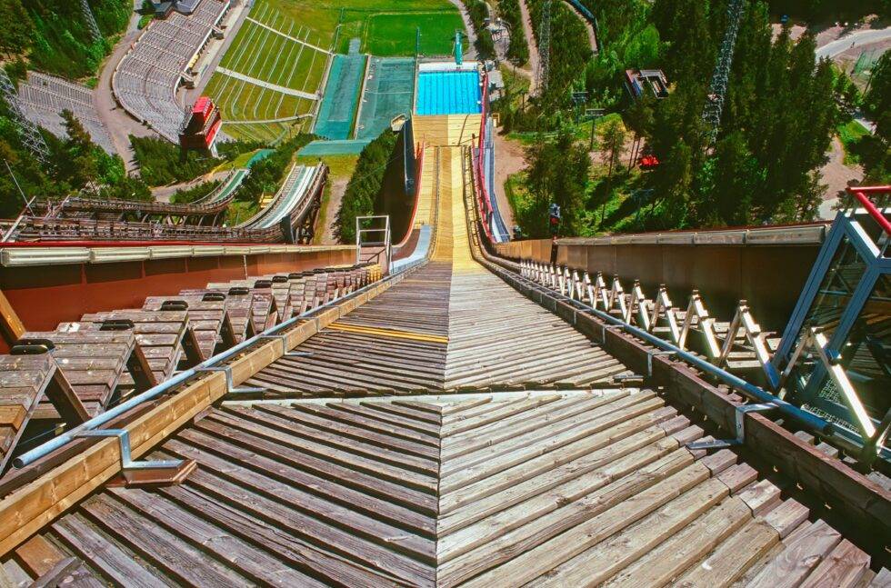 Finnland Lahti Sprungschanze Abfahrt