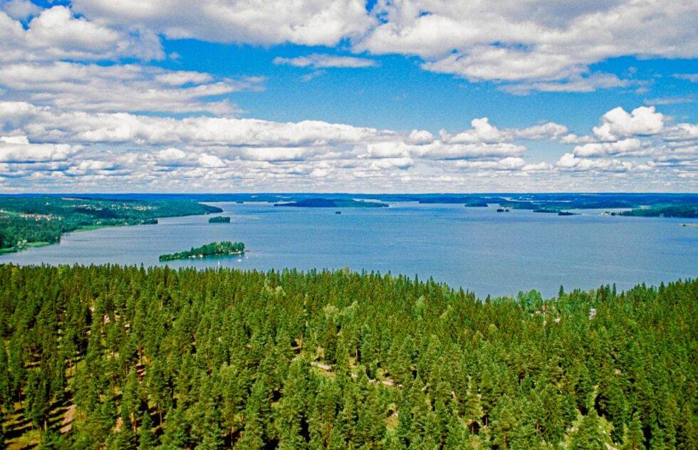 Finnland Lahti Sprungschanze Aussicht Landschaft