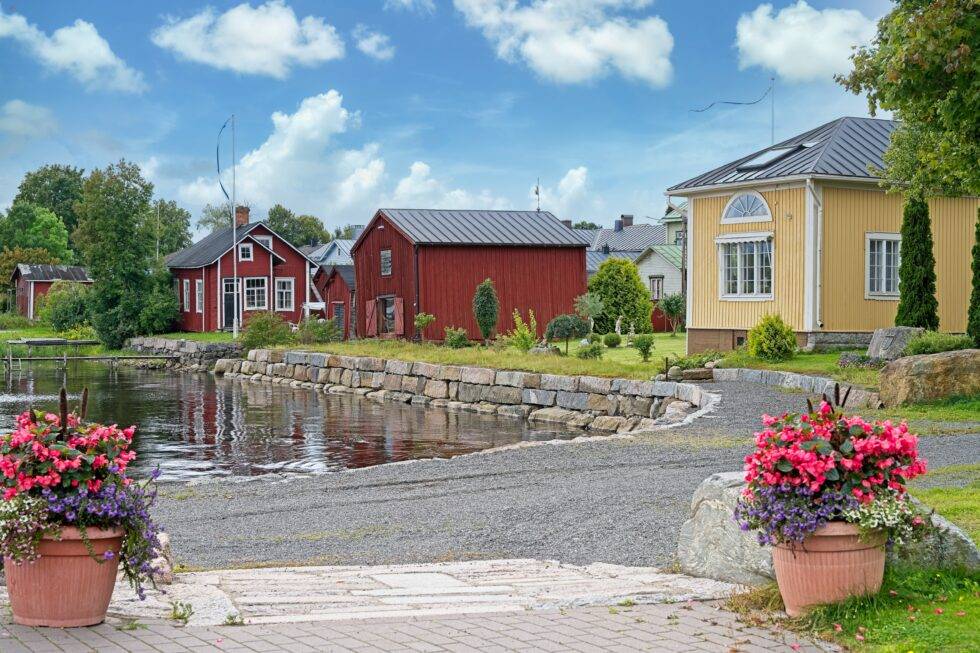 Finnland Kristinestad Holzhäuser