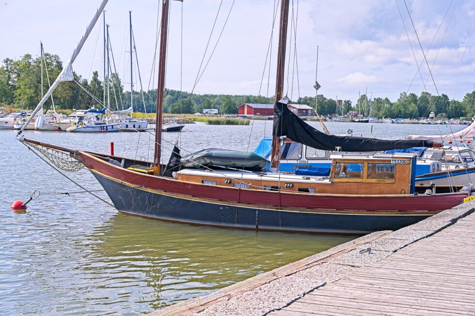 Finnland Uusikaupunki Fluss Segelschiff