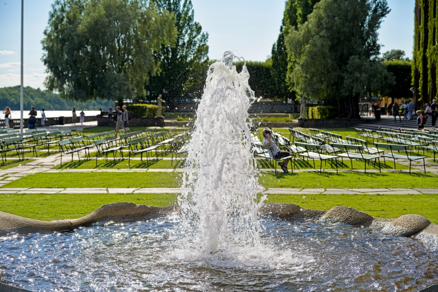 Schweden Stockholm Ratshaus Garten Springbrunnen