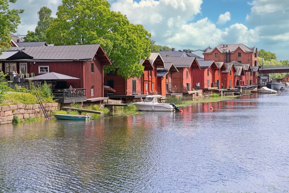 Finnland Porvoo Fluss Häuser