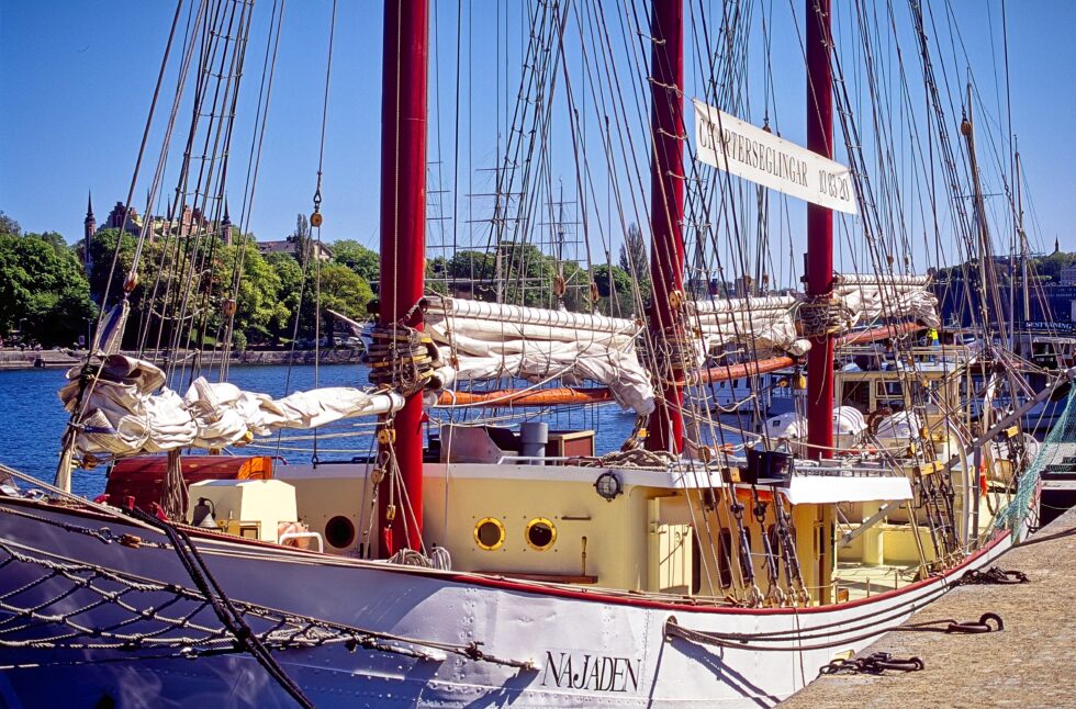 Schweden Stockholm Hafen Alter Schiff Dreimaster Najaden